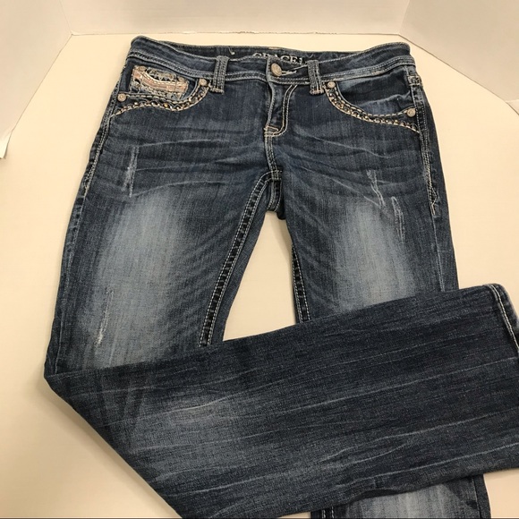 Grace in LA Mid Rise Embellished Boot Cut Jean - Size 30 - 33.5" Inseam - Picture 11 of 16